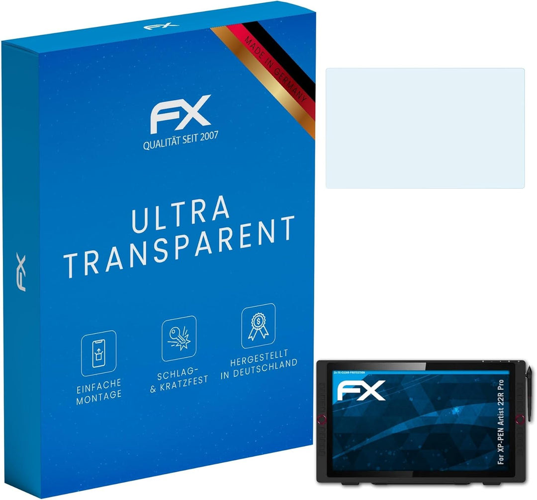 atFoliX Schutzfolie kompatibel mit XP-PEN Artist 22R Pro Folie, ultraklare FX Displayschutzfolie (2X