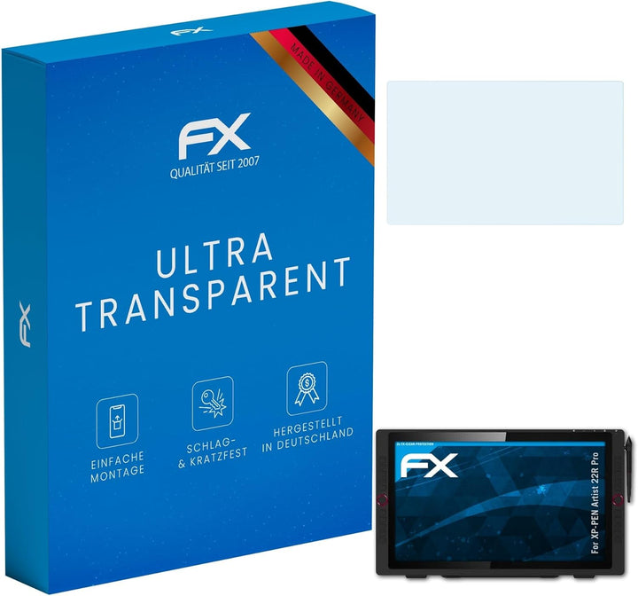 atFoliX Schutzfolie kompatibel mit XP-PEN Artist 22R Pro Folie, ultraklare FX Displayschutzfolie (2X
