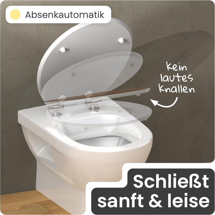 instmaier Gaia | WC Sitz mit Motiv | Dunkles Holz | MDF-Holz geprüft nachhaltig mit FSC-Zertifizieru