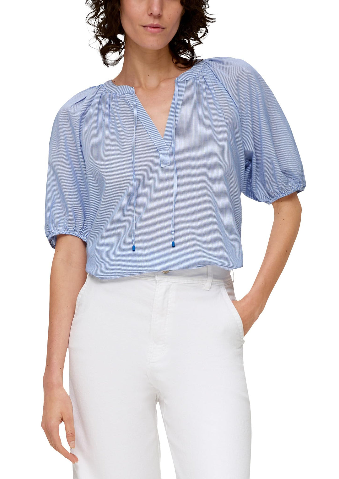 s.Oliver Streifenbluse aus Viskosemix 42 55h5_royalblau, 42 55h5_royalblau