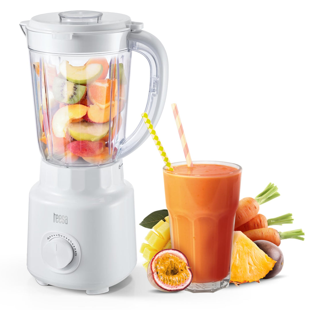 Kraftvoller Teesa TSA3542W Standmixer 500W 1,5L BPA-frei, Schwarz, einfache Reinigung, Weiss 37.5 cm