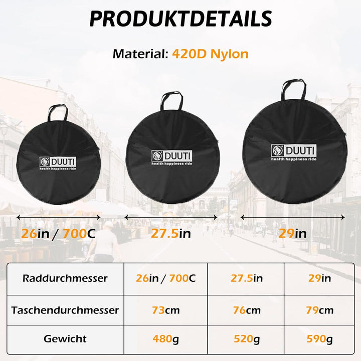 TRIWONDER MTB Laufradtasche 26 27.5 29 Zoll, Leicht und Wasserdicht Tragetasche Radtragetasche Rennr