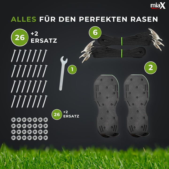 miaX Profi Rasenbelüfterschuhe garantiert abrutschsicher - gewohnt Beste Qualität - Optimierte Rasen