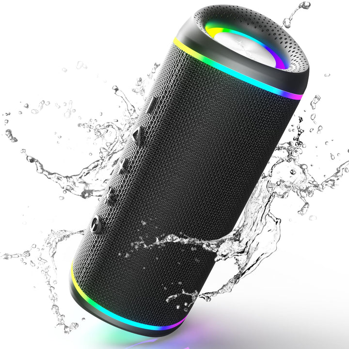 RIENOK Bluetooth Lautsprecher 30W Musikbox 5.3 mit RGB Licht Tragbarer Musik Box IPX5 Wasserdicht Sp