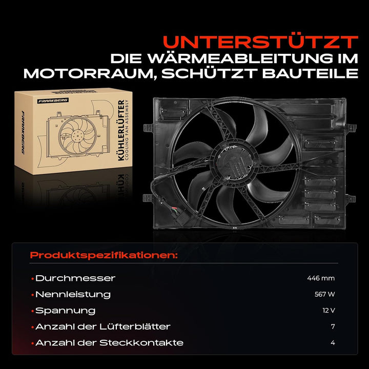Frankberg Kühlerlüfter Ventilator Motorkühlung Kompatibel mit A3 8V1 8VK 8VM 8VS 2012-Heute Q2 GAB G