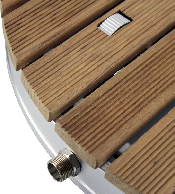 @tec Gartendusche Aussendusche aus massivem Teak-Holz, Mobile Bodendusche Campingdusche, Sauna- & Po