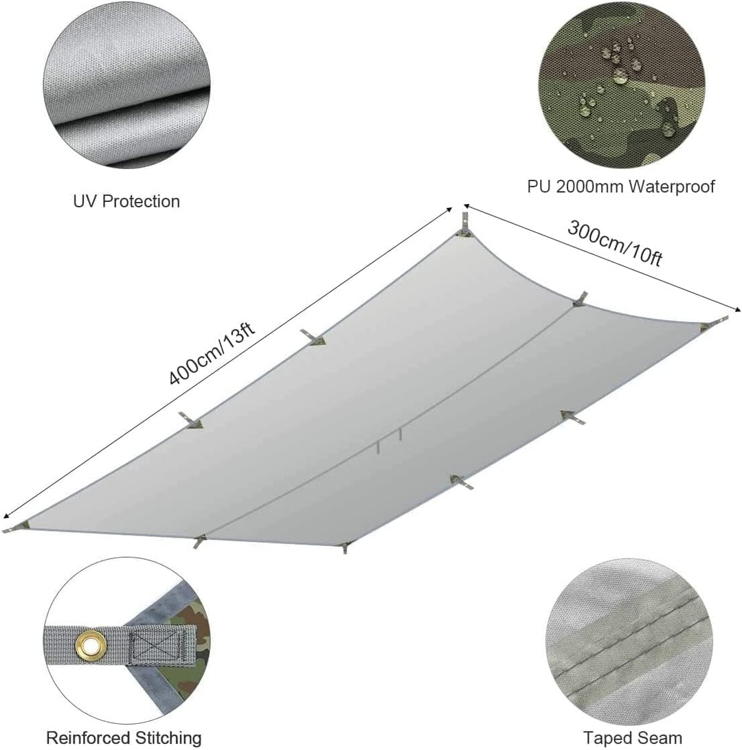 RYACO Tarp 3x4 m Wasserdicht Zeltplane Ultraleicht mit ösen + 6 Erdnägel + 6 Seilen, Anti-UV Schnee