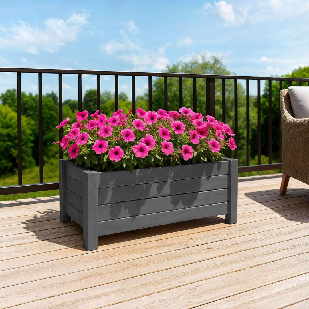 BOGATECO Pflanzkasten Pflanzkübel aus Holz | 80 x 38 cm | Anthrazit | Blumen-Topf Perfekt für Garten