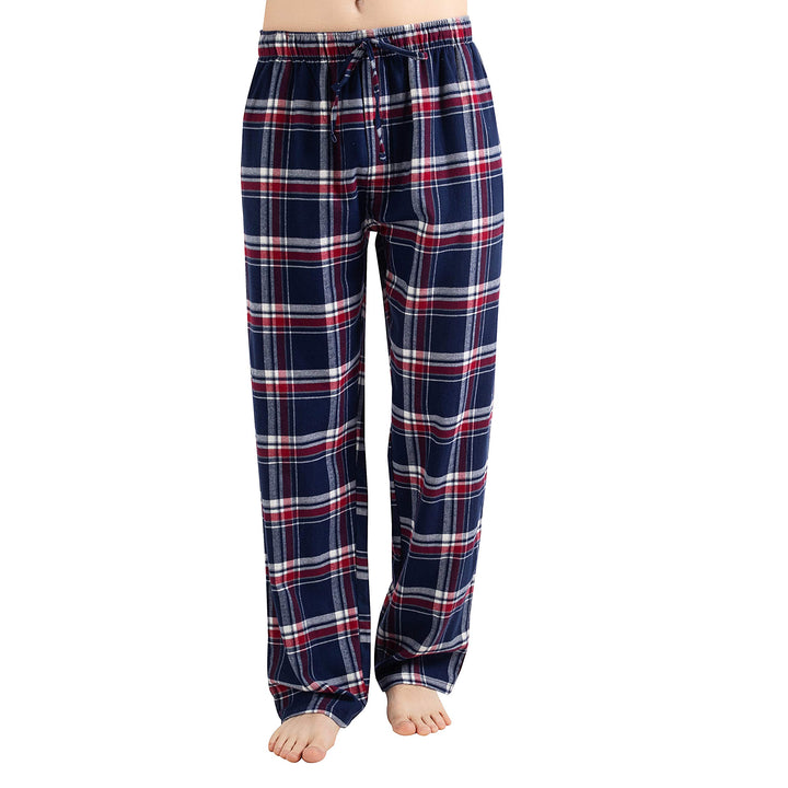 JTPW Herren 100% Baumwolle Flanell Bequeme Pyjama/Lounge Bottoms mit Taschen S Blue White Plaid, S B