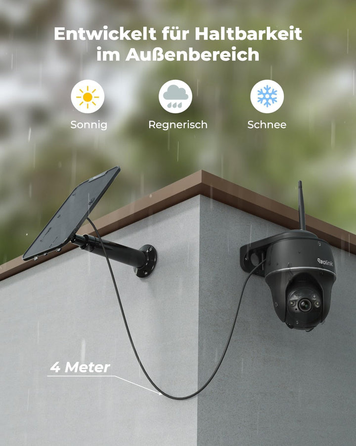 Reolink 2K PTZ Solar Überwachungskamera Aussen Akku 355°/140° Schwenkbar WLAN Kamera Outdoor mit 2,4