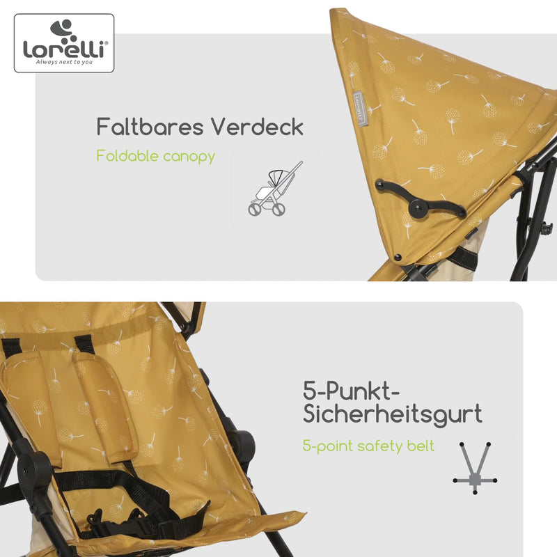 Lorelli Ultra Leichter Buggy Kinderwagen Vaya - nur 4,7kg - Kompakter Sportsitz bis 15kg, Sitzbuggy