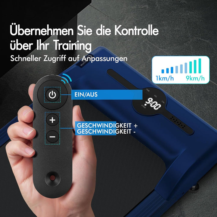 BLACK LORD Walkingpad Laufband, 9/12/16 km/h, Treadmill ohne/mit 9% Steigung, 2,2/3,0/3,2 PS, 120/13