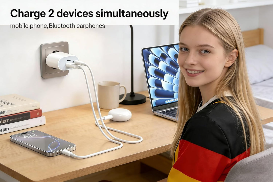 Schnellladegerät 25W USB C Ladeadapter 20W Typ-C Ladeadapter netzteil 15W USB Typ-A Ladegerät（Weiss