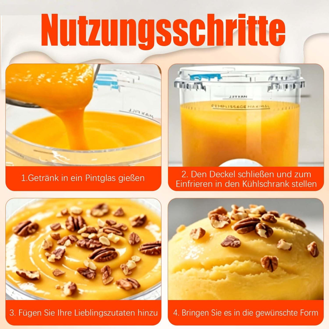 4 Stück Eisbehälter, 480 ml, kompatibel mit Ninja Swirl Creami Eismaschinen der Serien NC700 und NC7