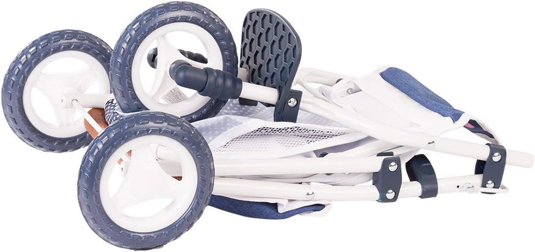 Götz 3403081 3-Rad Puppen-Buggy Denim Dots Puppenwagen - passend für alle Götz Puppen bis 50 cm mit