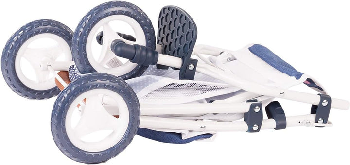 Götz 3403081 3-Rad Puppen-Buggy Denim Dots Puppenwagen - passend für alle Götz Puppen bis 50 cm mit