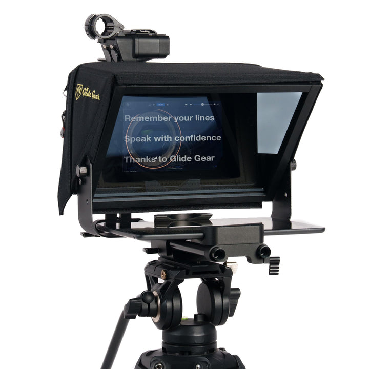 Glide Gear TMP 500 Universal-Videokamera-Stativ, Teleprompter, 15 mm Schienen, mit Tragetasche 15",