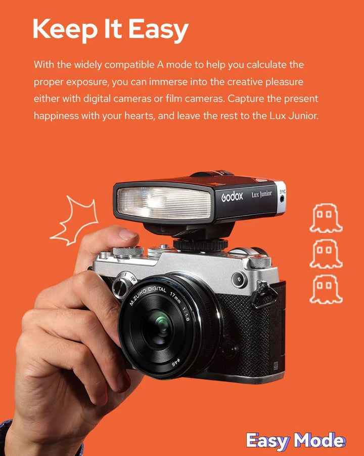Godox Lux Junior Retro Kamerablitz,Speedlite GN12 6000 K ± 200 K CCT, automatische und manuelle Modi