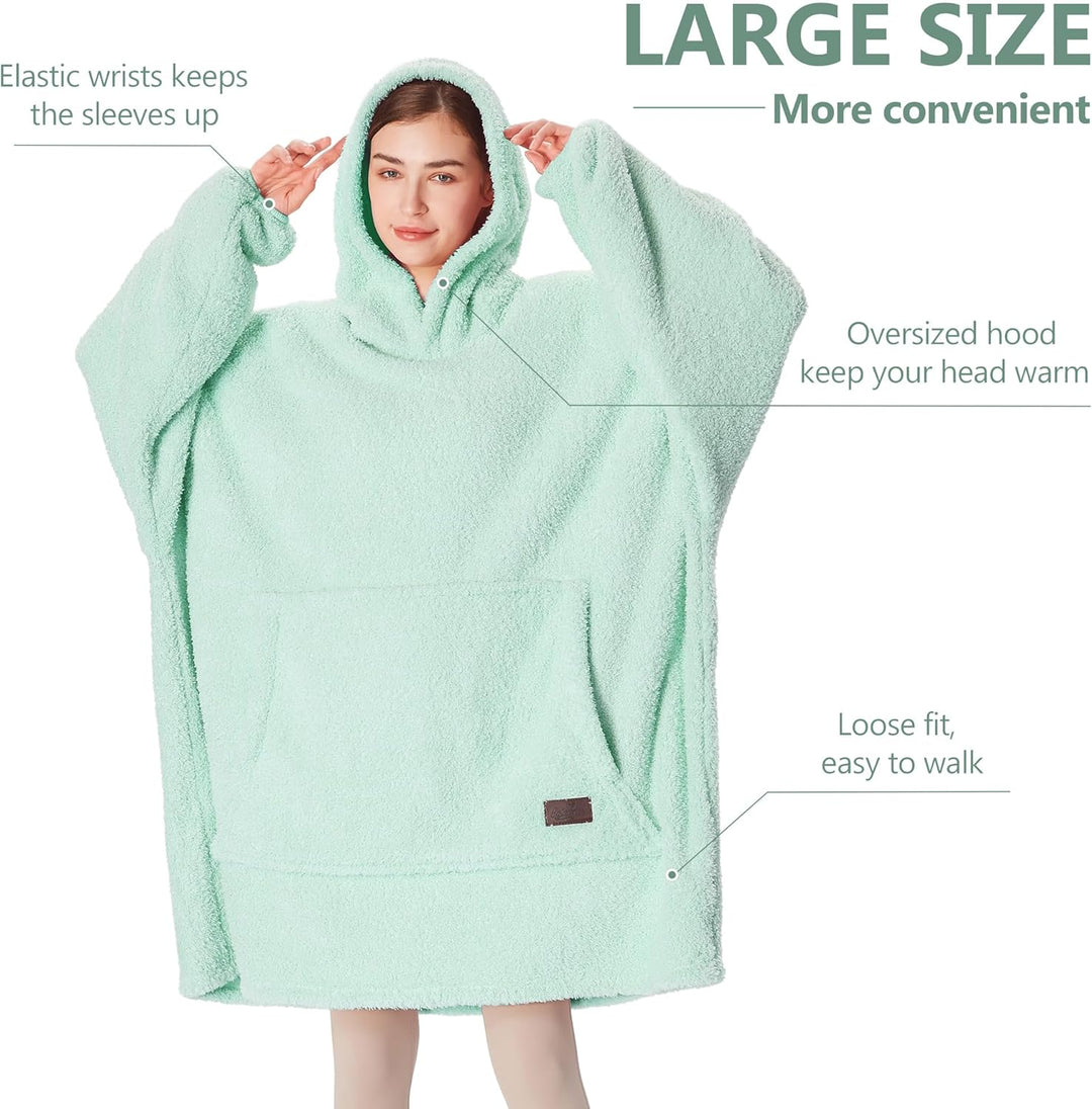 Catalonia Classy Tragbarer Oversize-Kapuzenpullover Decke, Kuschel Sherpa Decke Hoodie, Warm Throw B