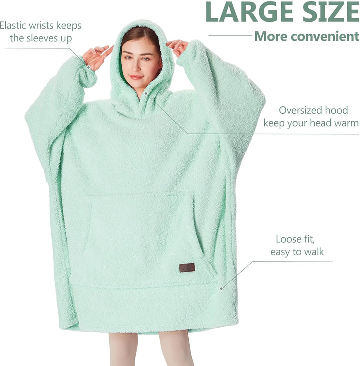 Catalonia Classy Tragbarer Oversize-Kapuzenpullover Decke, Kuschel Sherpa Decke Hoodie, Warm Throw B