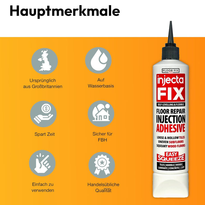 300 ml Easy Squeeze – Flexibler, starker Kleber zum Befestigen loser und hohler Fliesen + Holz-, LVT