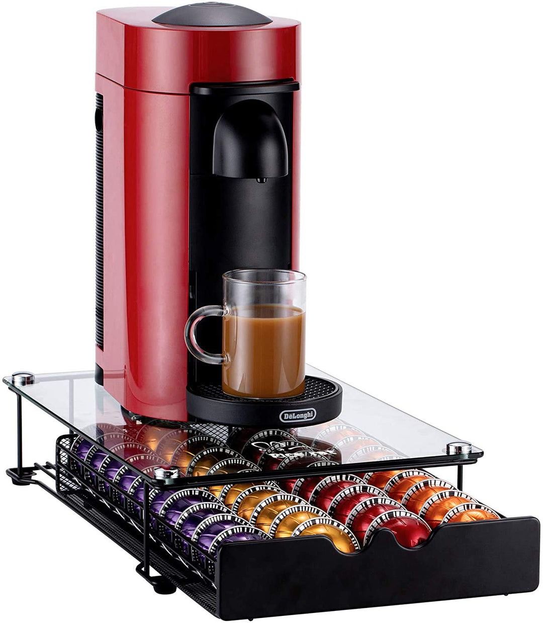 Rice rat Vertuo Kapselhalter Schublade für Nespresso mit Glas für Schrank Vertuoline Pod Aufbewahrun