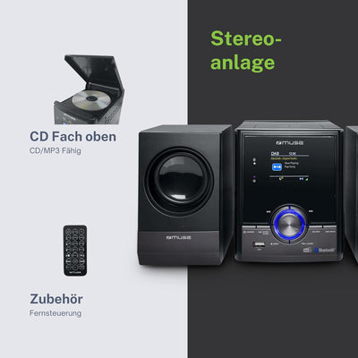 MUSE Stereoanlage, Kompaktanlage mit CD-Player & DAB Radio, Mini Stereoanlage mit 2 Lautsprecher, Mu