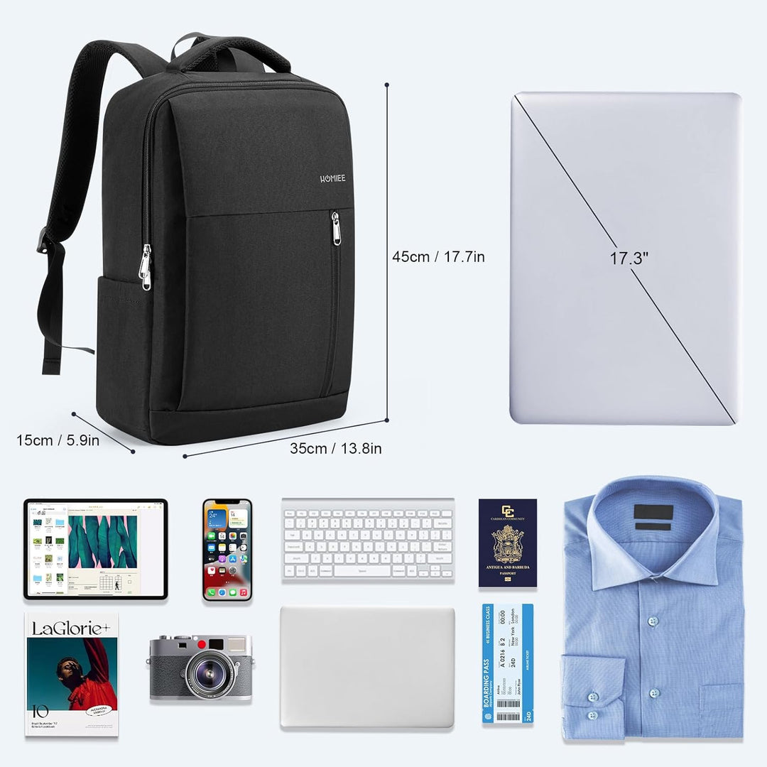 HOMIEE Laptop Rucksack Herren 17 zoll Laptoptasche Schwarz Tagesrucksack Arbeitsrucksack Business Ar
