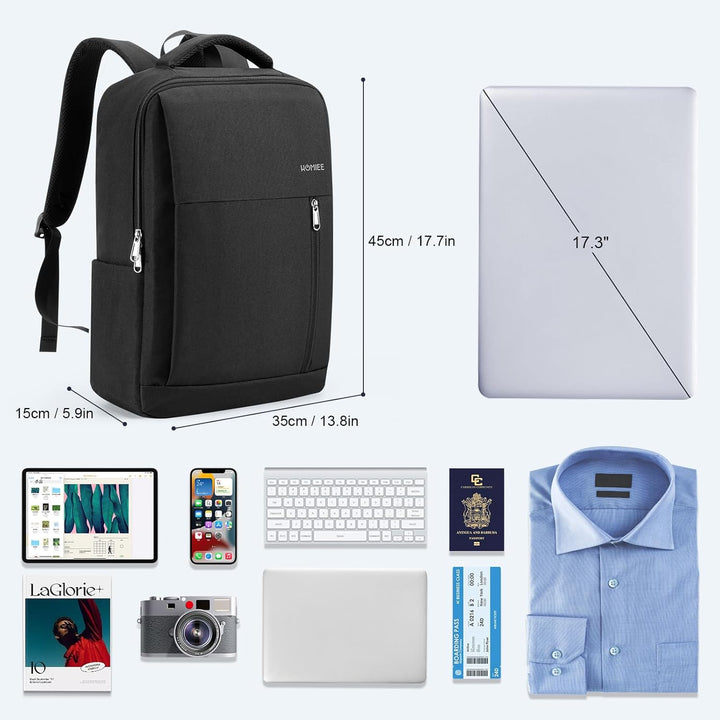 HOMIEE Laptop Rucksack Herren 17 zoll Laptoptasche Schwarz Tagesrucksack Arbeitsrucksack Business Ar