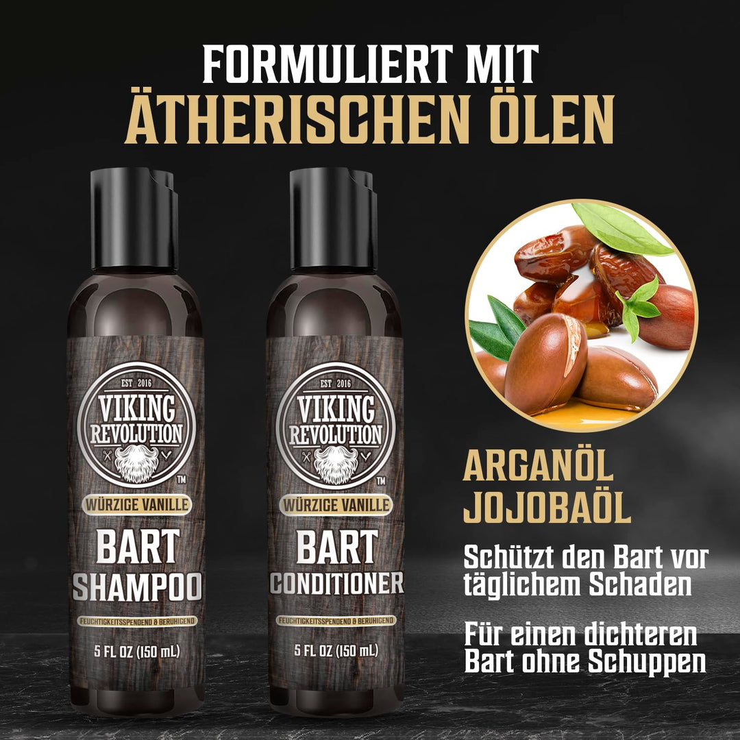 Viking Revolution - Bartshampoo & Conditioner Set - Erweicht, Glättet & Stärkt den Bartwuchs - Barts