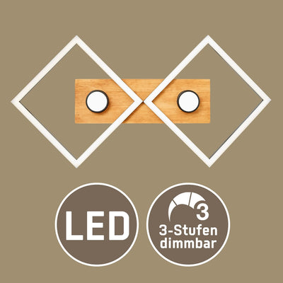 2 flammige Deckenlampe - dimmbare LED Deckenleuchte - Helligkeit in 3 Stufen einstellbar (max. 3100l