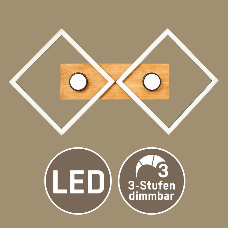 2 flammige Deckenlampe - dimmbare LED Deckenleuchte - Helligkeit in 3 Stufen einstellbar (max. 3100l