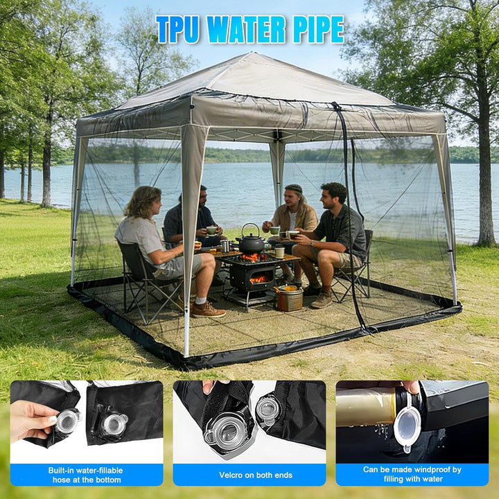 3x3m Moskitonetz Fliegengitter für Pavillon Sonnenschirm, PP Nanocomposite Gazebo Mosquito Net 4-Sei