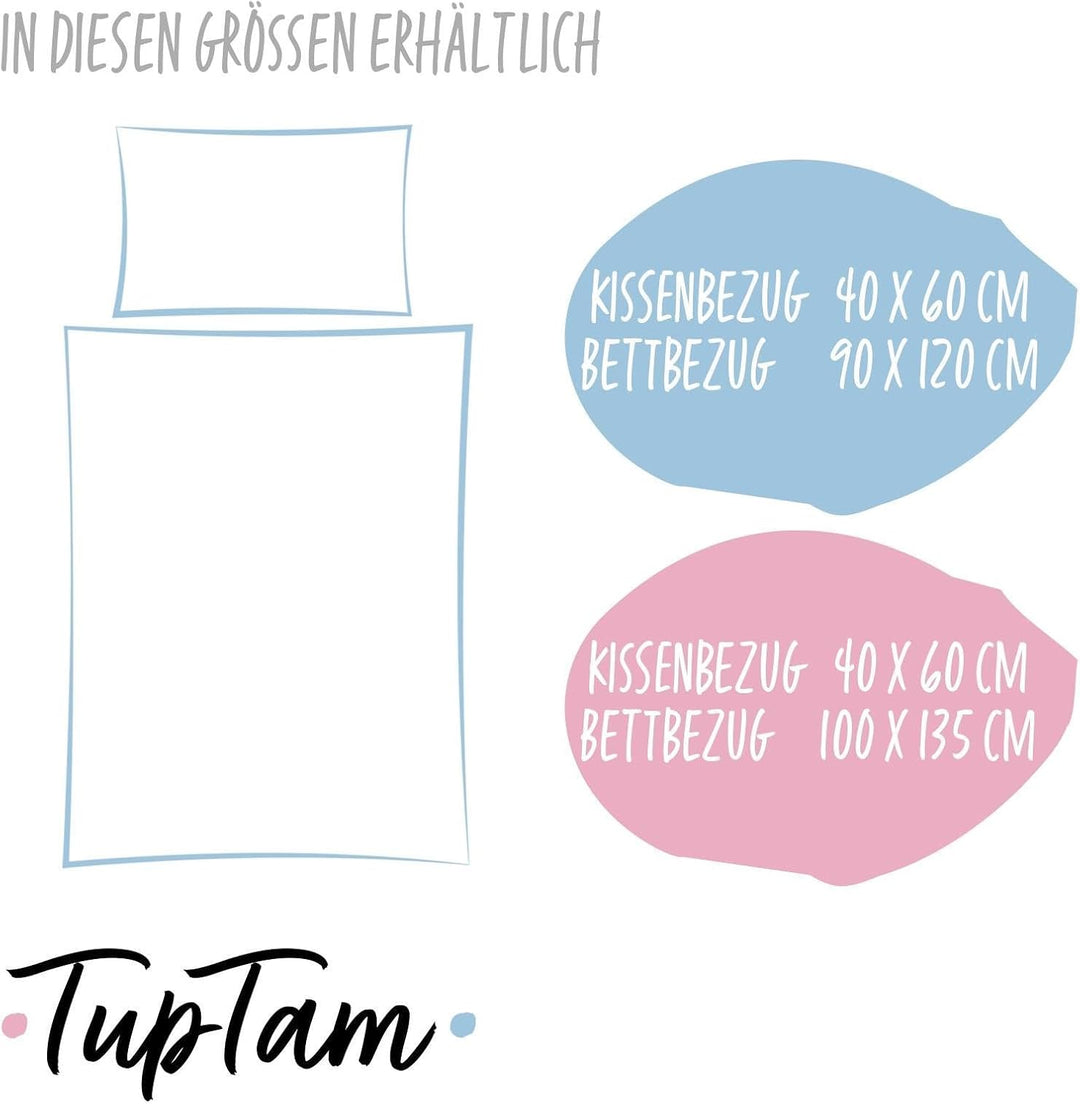 TupTam Kinder Bettwäsche Gemustert 2-Teilig Wendebettwäsche, Farbe: Tierchen im Wald/Hell Braun, Grö