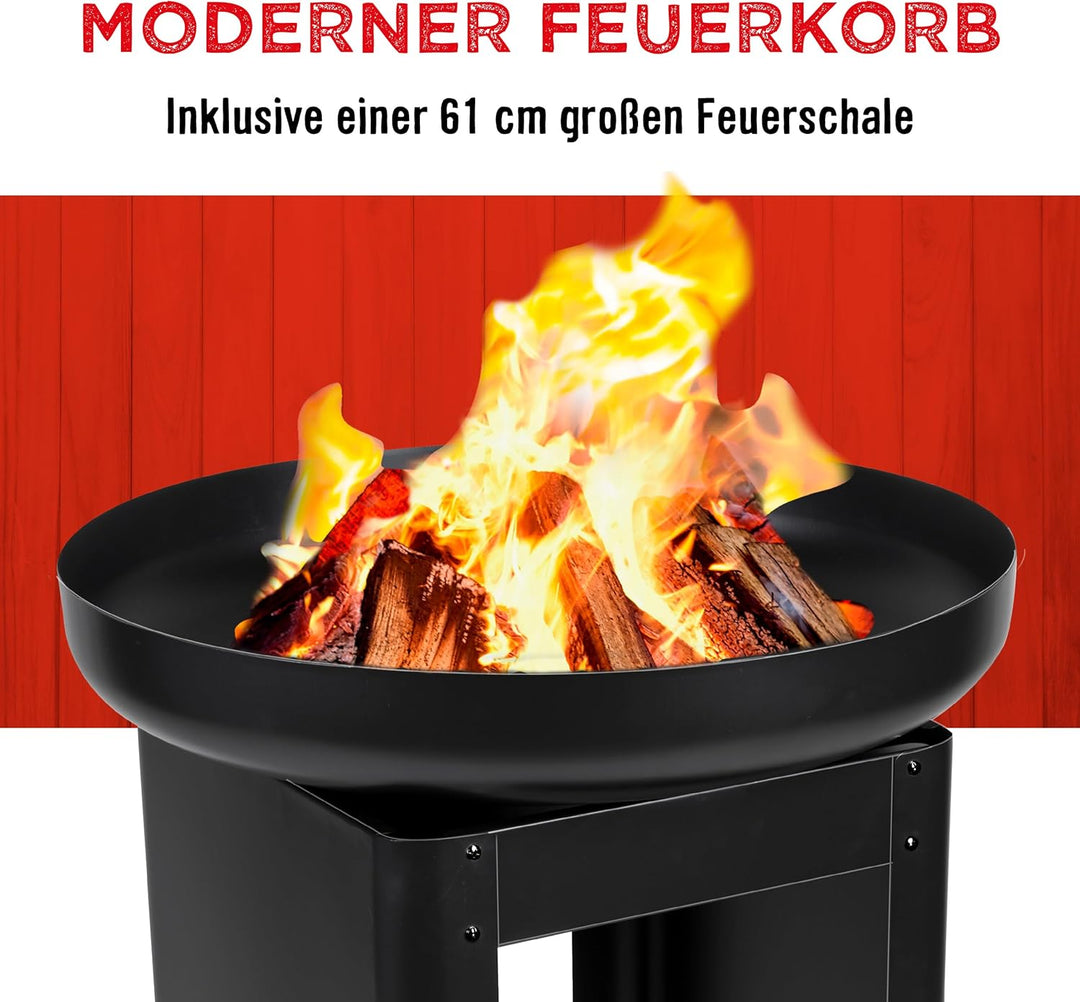 BBQ Collection 3-in-1 Feuerschale und Teppanyaki Grillrost - Feuerkorb - Plancha Grillplatte - 61 x