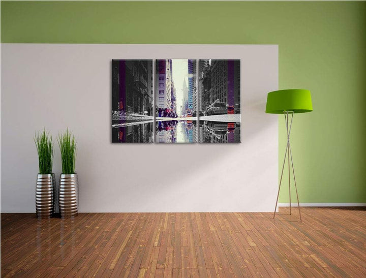 Pixxprint Times Square in New York als Leinwandbild | Grösse: 3 Teilig (120x80) | Wandbild| Kunstdru