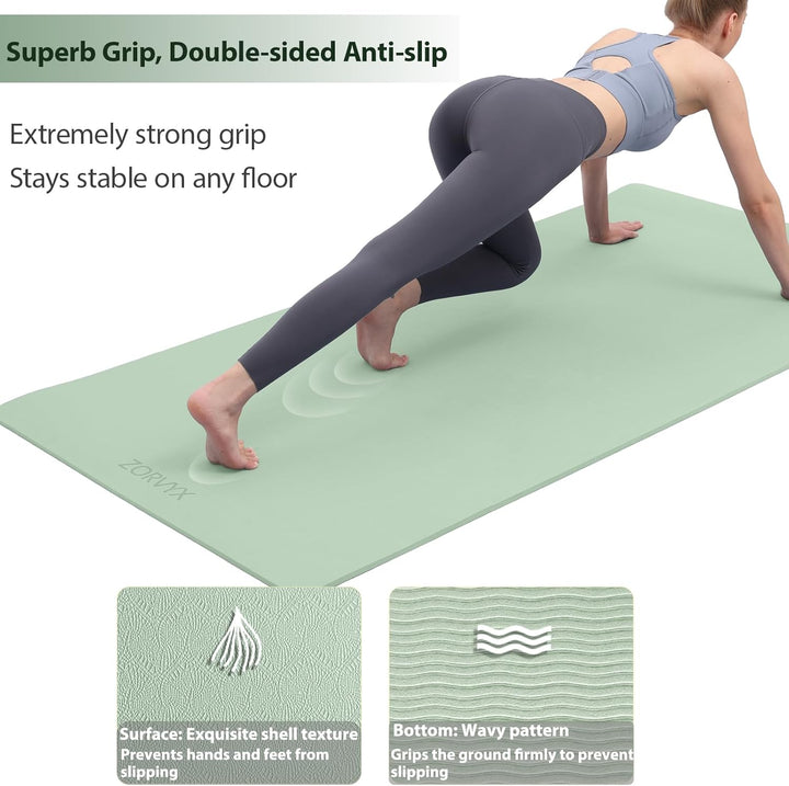 Yogamatte Dicke XXL 200×100cm TPE 10mm Dick Sportmatte Rutschfest Bequem für Zuhause und Freien, Fit