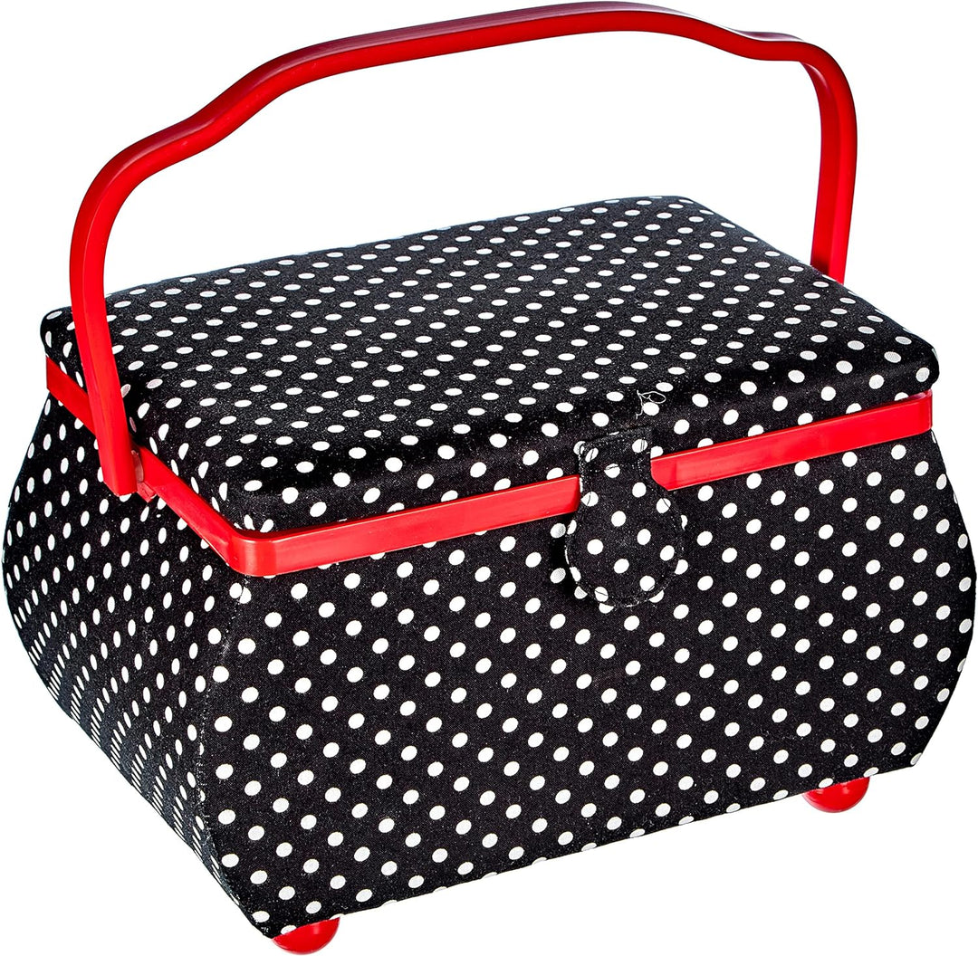 Prym Polka Dots schwarz/weiss L Nähkorb, Baumwolle, L