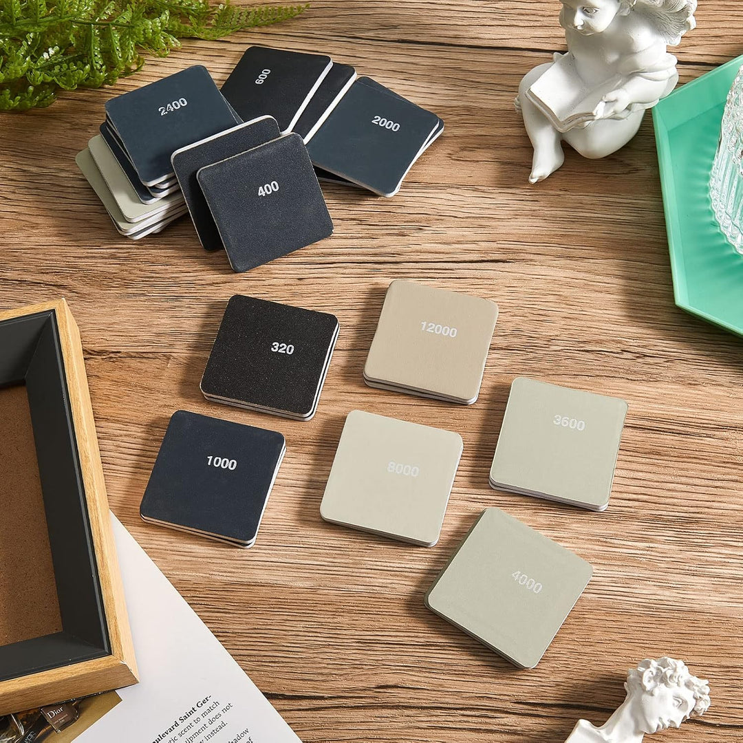 Honoson 30 Stück Schleifpads Set 5 x 5 cm Doppelseitige Schleifpapier Pads Weiche Schleifpads für Ku