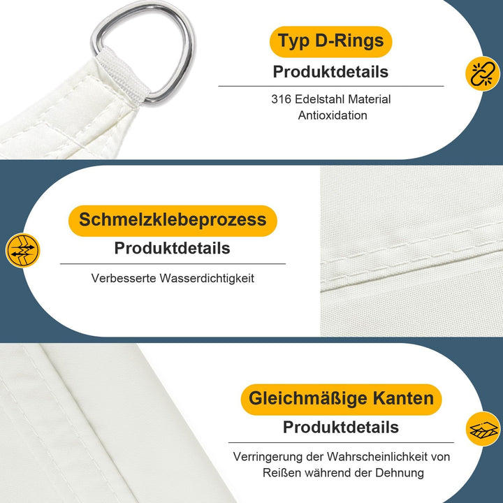 COOL AREA Sonnensegel Wasserdicht Quadratisch 2x2m Sonnenschutz UV Schutz Windschutz,Geeignet für Au