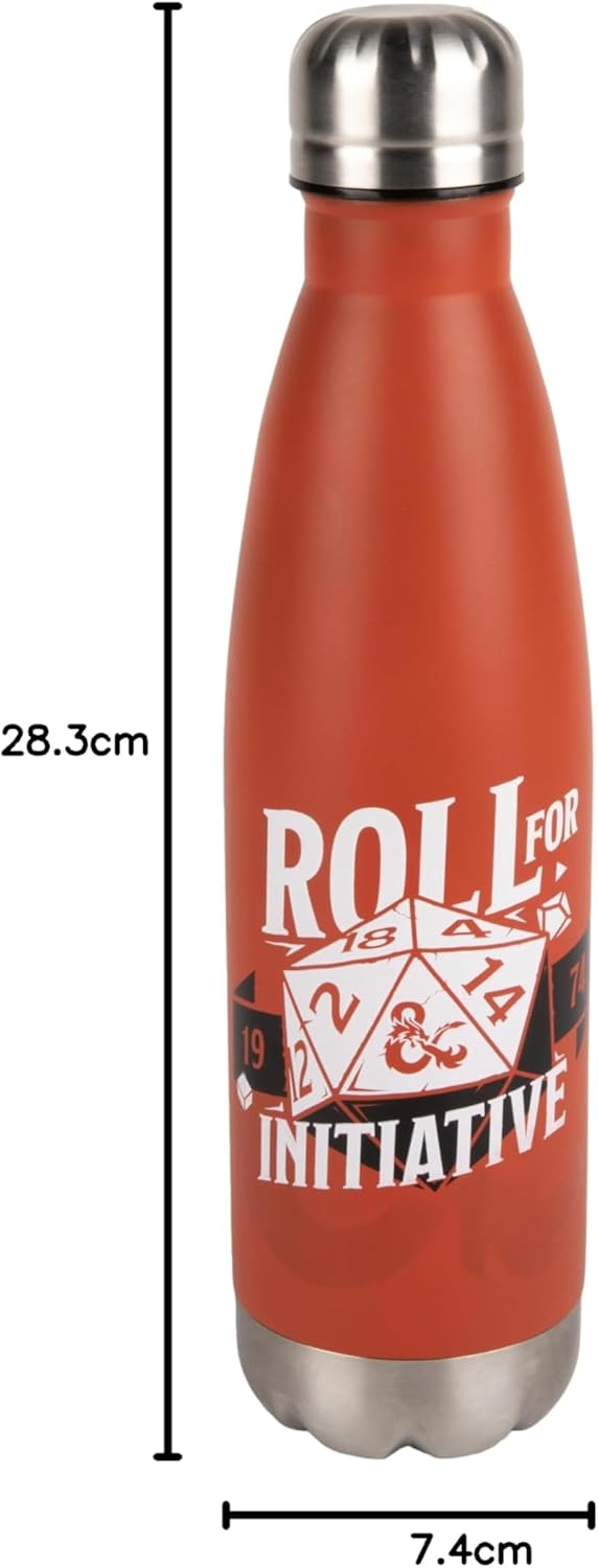 Konix Dungeons & Dragons Isolierflasche - Edelstahl - 500 ml - Roll for Initiative-Motiv - Rot Dunge