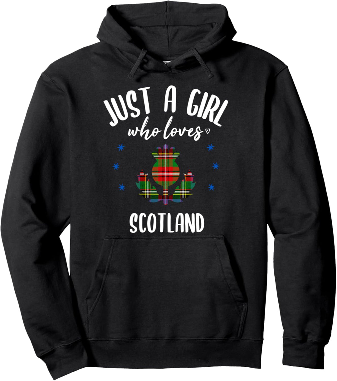 Just a Girl Who Loves Scotland - Tartan Distel Fan Pullover Hoodie