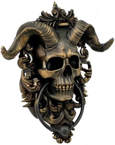 Nemesis Now Diabolus Horned Skull Door Knocker, Gold Türklopfer mit Totenkopf-Motiv, goldfarben, 25