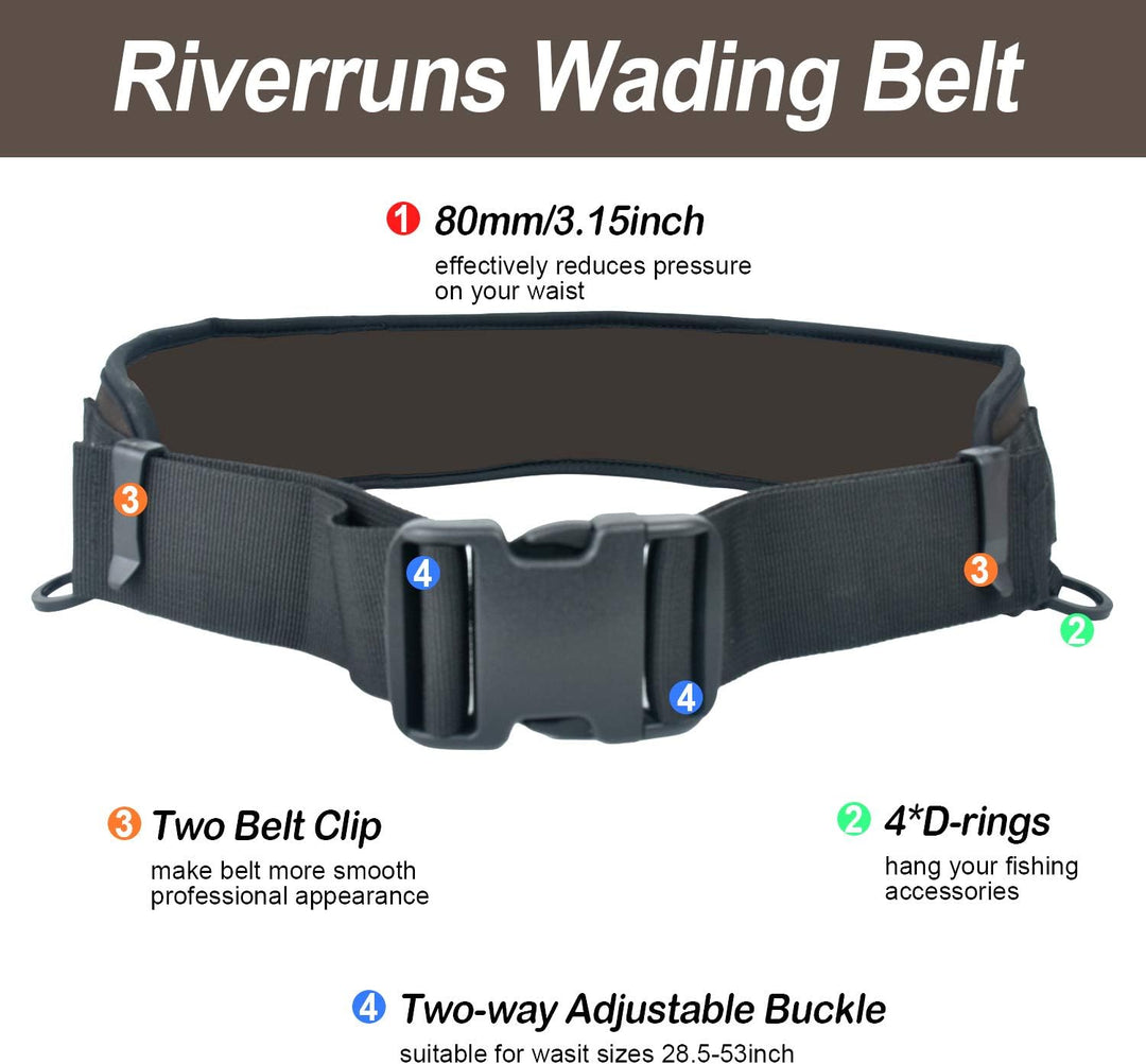 Riverruns Neopren-Watgürtel, verstellbarer Watgürtel, Angel-Watgürtel für Männer, Kajakfahren. Braun