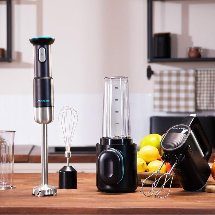 Cecotec Akku Stabmixer Set BlendGo Pack, 30 Minuten Laufzeit | Stab-, Stand- und Handmixer, USB-C-An