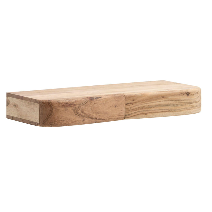 Wohnling Wandregal Akazie Massivholz 60cm mit Zwei Schubladen - Design Regal für die Wand - Holz Wan