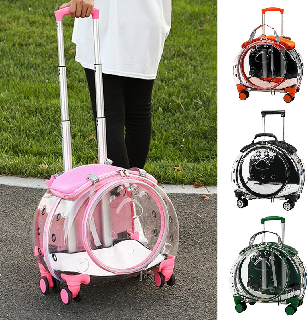 Katzentragetasche mit leisen Rädern, Rolltasche für Haustiere mit transparenten Belüftungslöchern, t