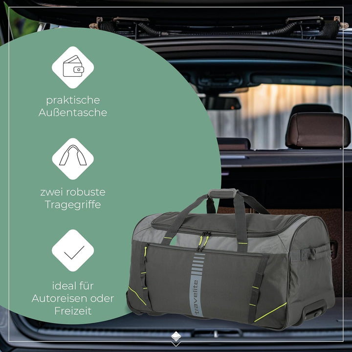 travelite 2-Rad Trolley Grösse L, Gepäck Serie BASICS ACTIVE: Weichgepäck Reisetasche mit Rollen im