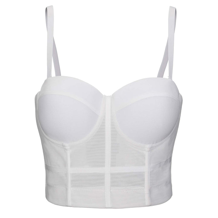 Damen Korsett Bustier BH Dessous Tank Top Trägertop Crop Top Corsage Schlanke Weste Weiss L, Weiss L
