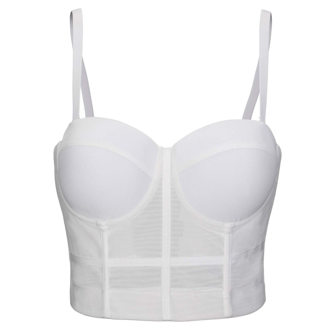 Damen Korsett Bustier BH Dessous Tank Top Trägertop Crop Top Corsage Schlanke Weste Weiss XL, Weiss